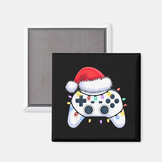 Video Game Controller Christmas Santa Hat Gamer Bo マグネット (正面/裏面)