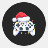 Video Game Controller Christmas Santa Hat Gamer Bo ラウンドシール (正面)