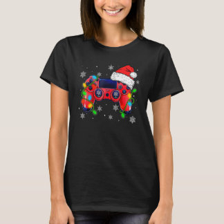 Video Game Controller Christmas Santa Hat Gamer Bo Tシャツ