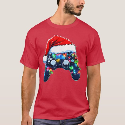 Video Game Controller Christmas Santa Hat Gamer Bo Tシャツ (正面)