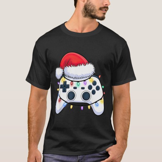 Video Game Controller Christmas Santa Hat Gamer Bo Tシャツ (正面)