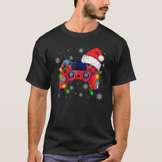 Video Game Controller Christmas Santa Hat Gamer Bo Tシャツ (正面)