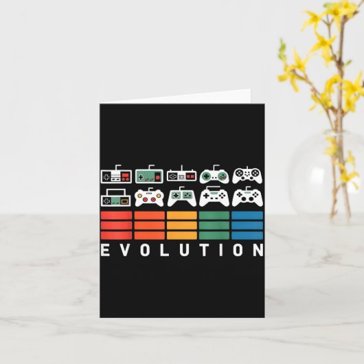 Video Game Controller Evolution 80s 90s Retro Gami カード (黄色い花)