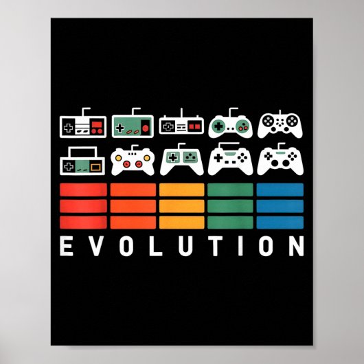 Video Game Controller Evolution 80s 90s Retro Gami ポスター (正面)