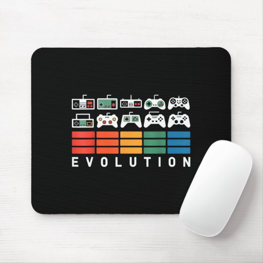 Video Game Controller Evolution 80s 90s Retro Gami マウスパッド (マウス)