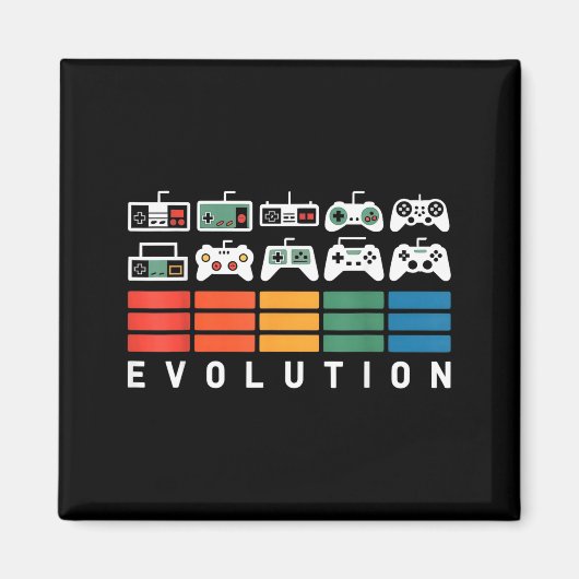 Video Game Controller Evolution 80s 90s Retro Gami マグネット (正面)