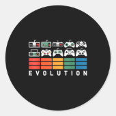Video Game Controller Evolution 80s 90s Retro Gami ラウンドシール (正面)