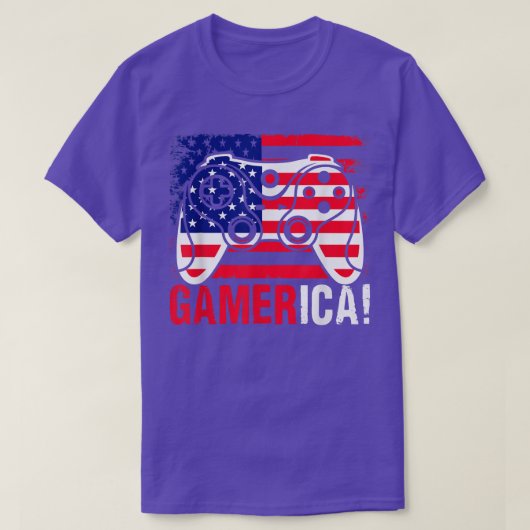 Video Game Controller Funny Gameric American Flag Tシャツ (デザイン正面)