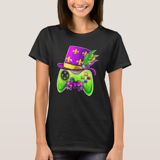 Video Game Controller Funny Mardi Gras Gamer E Spo Tシャツ (正面)