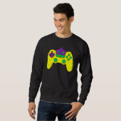 Video Game Controller Gamer E Sports Mardi Gras Ca スウェットシャツ (正面フル)