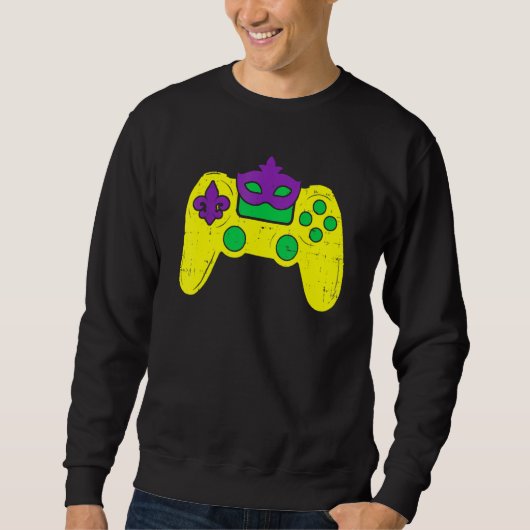 Video Game Controller Gamer E Sports Mardi Gras Ca スウェットシャツ (正面)