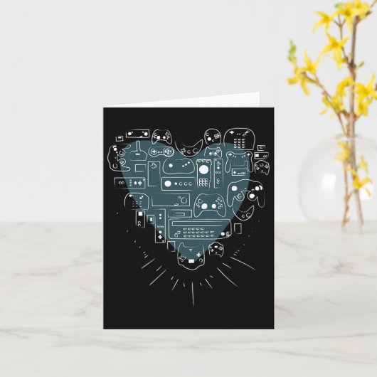 Video Game Controller Heart T Shirt For Gamers And カード (黄色い花)
