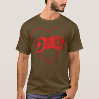 Video Game Controller Heartbeat Valentine's Gamer  Tシャツ