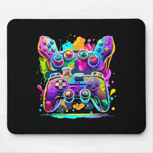 Video Game Controller Paint Drip Colorful Gamers G マウスパッド (正面)