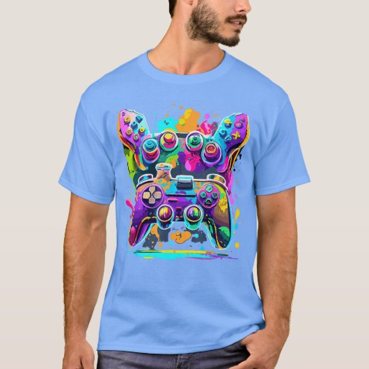 Video Game Controller Paint Drip Colorful Gamers G Tシャツ (正面)