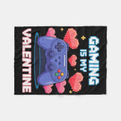 Video Game Controller Pixel Hearts For Valentine's フリースブランケット (正面(横))