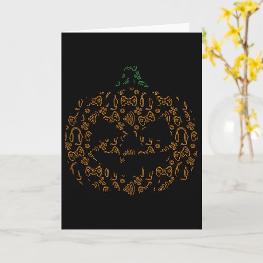 Video-game Controller Pumpkin Halloween Costume Ga カード (黄色い花)