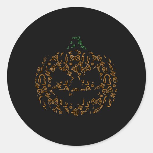 Video-game Controller Pumpkin Halloween Costume Ga ラウンドシール (正面)