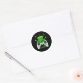 Video Game Controller Shamrock Gamer St Patricks D ラウンドシール (封筒)