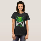 Video Game Controller Shamrock Gamer St Patricks D Tシャツ (正面フル)