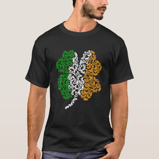 Video Game Controller Shamrock St Patricks Day Boy Tシャツ (正面)