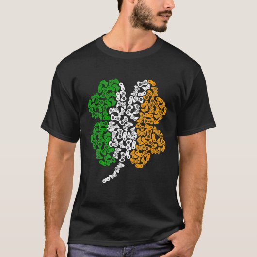 Video Game Controller St Patricks Day Tee Boys Men Tシャツ (正面)