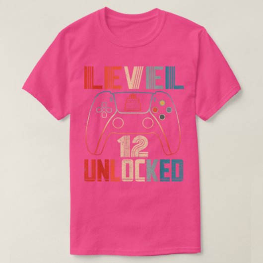 Video Game Controller Unlocked Level 12 Birthday B Tシャツ (デザイン正面)