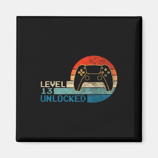 Video Game Controller Unlocked Level 13 Birthday B マグネット (正面)