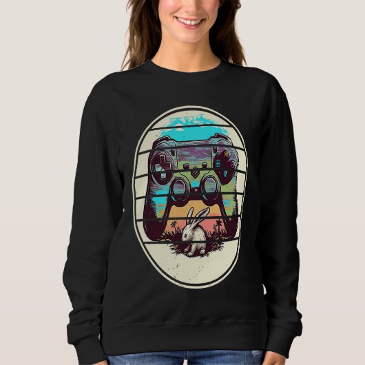 Video Game Easter Bunny Gaming Controller Gamer Bo スウェットシャツ (正面)