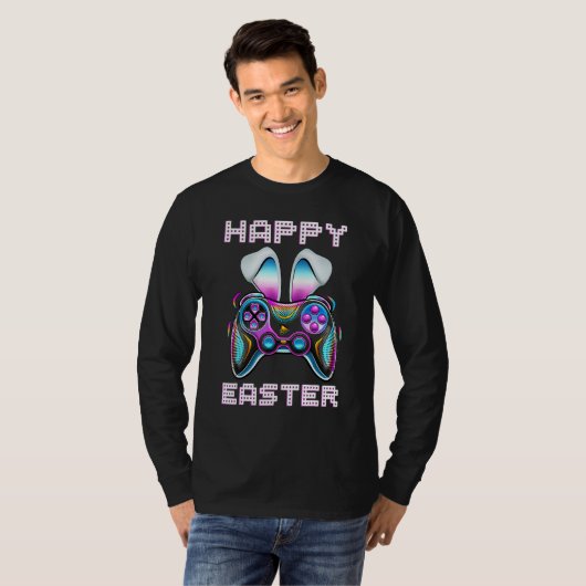 Video Game Easter Bunny Gaming Controller Gamer Bo Tシャツ (正面フル)