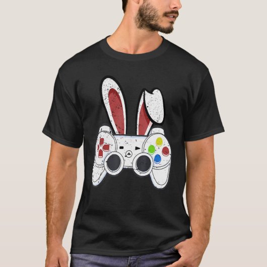 Video Game Easter Bunny Gaming Controller Gamer Ha Tシャツ (正面)