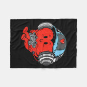 Video Game Gamer Heart Valentines Day Gaming Boys  フリースブランケット (正面(横))