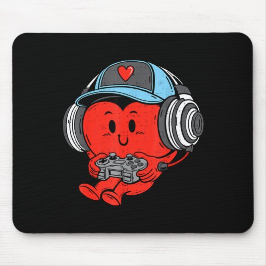 Video Game Gamer Heart Valentines Day Gaming Boys  マウスパッド (正面)