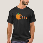 Video Game Halloween Cute Pumpkin Eating Candy Cor Tシャツ (正面)
