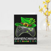 Video Game Leprechaun St Patricks Day Gamer Kids B カード (黄色い花)