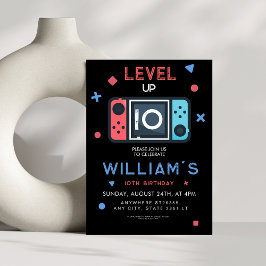 Video game Level up 10th Birthday 招待状