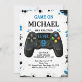 Video Game Level up Gamer Birthday 招待状 (正面)