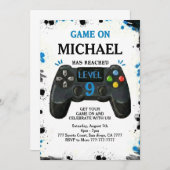 Video Game Level up Gamer Birthday 招待状 (正面/裏面)