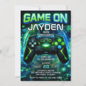 Video Game Level up Gaming Birthday Invitation 招待状 (正面)