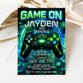 Video Game Level up Gaming Birthday Invitation 招待状