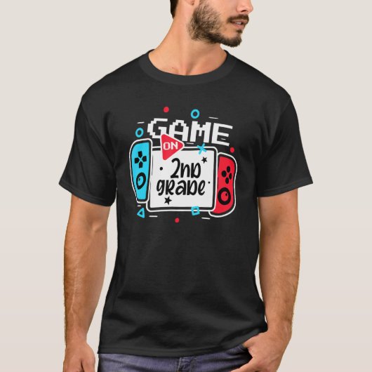 Video Game On 2nd Grade Cool Kids Team Second Back Tシャツ (正面)