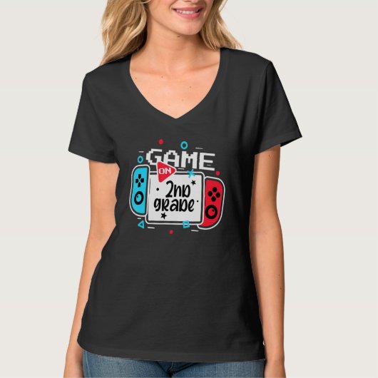 Video Game On 2nd Grade Cool Kids Team Second Back Tシャツ (正面)