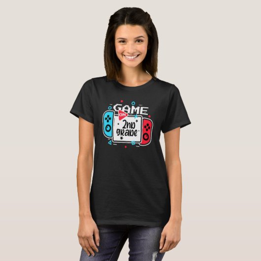 Video Game On 2nd Grade Cool Kids Team Second Back Tシャツ (正面フル)
