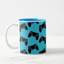 Video Game Pattern Mug Gamer Controller Coffee Cup ツートーンマグカップ