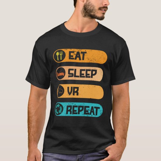 Video Game PC Console Computer Games Eat Sleep VR Tシャツ (正面)