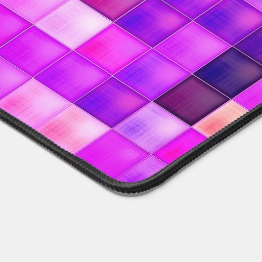 Video Game Pixels Pink Square Pattern デスクマット (コーナー)