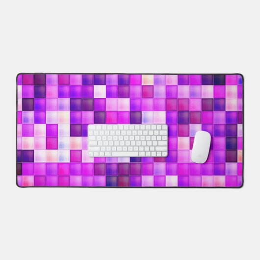 Video Game Pixels Pink Square Pattern デスクマット (キーボード&マウス)