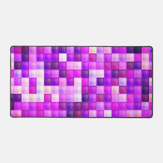 Video Game Pixels Pink Square Pattern デスクマット (正面)