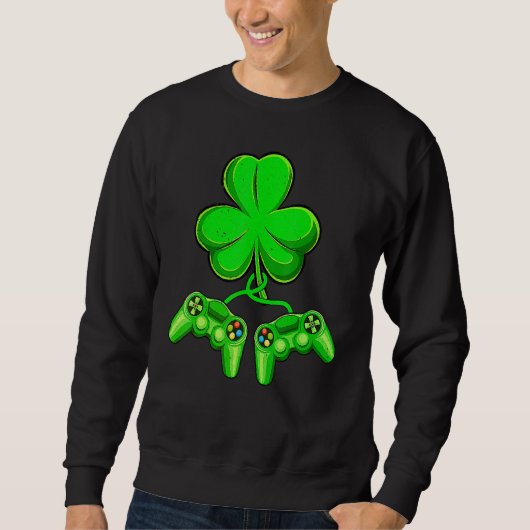 Video Game Shamrock Game Controller Happy St Patri スウェットシャツ (正面)