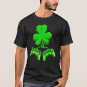 Video Game Shamrock Game Controller Happy St Patri Tシャツ (正面)
